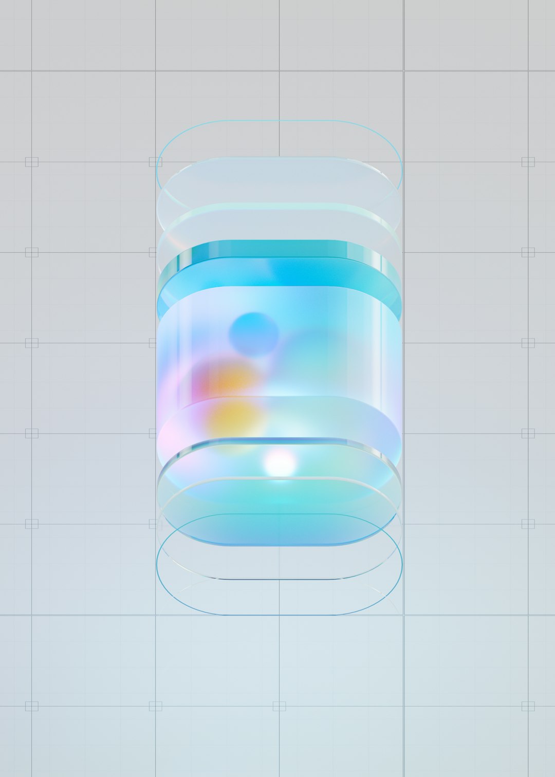 A blue and white object hanging from a ceiling