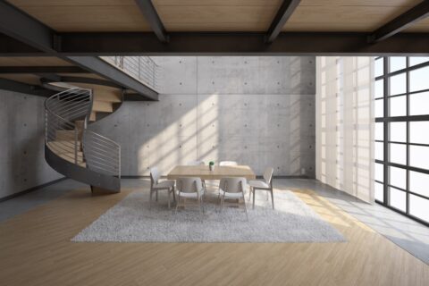 white wooden table and chairs on brown wooden floor