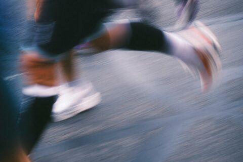 Runners in motion during a race